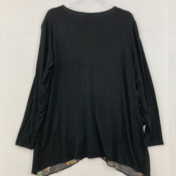 Chico's size Large/2 Black Multi Color Artsy Chiffon Layered Blouse Romantic - Picture 8 of 9